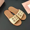 Najwyższej jakości Lympia Slides Slipper Womens Raffia Tloave Logo Logo Flat Sandals Buty plażowe luksusowe slajdy dla damskich buty wakacyjne 35-42 z pudełkiem