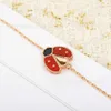 High Quality Luxury Bangle Fanjia Version Seven Star Ladybug Five Flower Bracelet Rose Gold Double sided Red Jade Marrow Lucky Female