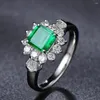 Cluster anneaux pubang fine bijoux 925 sterling diamant anneau vert sapphir créé Moissanite pour femmes cadeaux d'anniversaire