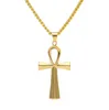 NEW Stainless Steel Ankh Necklace Egyptian Jewelry Hip Hop Pendant Iced Out Gold Key To Life Egypt Necklace 24" Chain2651508