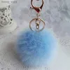 Plysch nyckelringar 8 cm päls fluffig pompom boll nyckelring falska kanin päls pompoms keyring handväska mjuk plysch charm bil hänge nyckel kedja party gynnar y240415