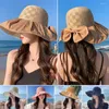 Cappelli larghi a bordo Mesh Sun Hat Fashion protezione UV Protezione solare Fisherman Bowknot Sun Shade Women Girls