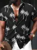 Camisas casuais masculinas masculam impressão 3D Palm Graphics Botão de colarinho frontal Basic Short Sleeve Tops Tops camisa com estampa botânica estilo havaiano 24416