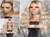 Long Body Wave Heat Resistant Synthetic Lace Front Wigs With Baby Hair 180 Density Platinum Blonde Wig 24Inch Ombre Wigs For Blac4404161