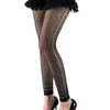 Sexy Socks Women Sexy High Waist Fishnet Footless Leggings Flower Jacquard Patterned Mesh Net Tights Black Ankle Pantyhose Stocking 240416