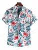 Men's Casual Shirts Floral Mens Fashion Hawaiian Camp Vocation Beach Blouse Cuba Lapel Shirt Turn-down Aloha Clothing 24416