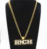 Hip Hop Hop Mens Long Link Gioielli a catena piena Iced Out Rhinestones Rich Letters Necklace Gold The Rap of China7316941