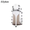 Sandales eilyken Design rivet cristal womens pompe pvc transparent talons hauts sexy couche de nuit balles sandales sandales chaussures de mariage j240416