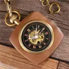 Pocket Watches Personlig rakbräda avslöjade Rosewood Square Carved träkorn Dial Mechanical Watch för nära och kära och äldste