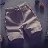 3 quarts pantalons courts mâles cordons décontractés en lin coton mens shorts de streetwear élégants