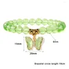 Bracelet à charme de pendentif de papillon brillant Strand Brand 8 mm Round Healing Quartz Crytsal Perles Bracelets élastiques pour femmes bijoux de mode Gift