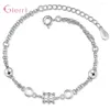 Link Bracelets Frauen Mädchen 925 Sterling Silver Square Pendant Brazeletts/Armreifen für Frauen/Mädchen Hochzeit/Verlobungsfeier