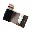 Hiram RFID Carte Holder Portefeuille pour le support de carte de crédit pour hommes Mey Purse Busin Unisexe en cuir authentique Boîte en aluminium Y4GJ # #
