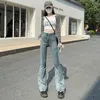 Micro flare jeans da donna per 2024 Autumn Summer High Waist Slip Fit e piccante pantaloni da pavimento sfilacciati
