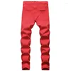 Męskie dżinsy zrujnowane do dziury dżinsowe hip hop High Street spodnie marka silm proste rozryte spodnie męskie duże rozmiary