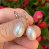 Orecchini penzolanti naturali da 13 mm per goccia bianca acqua dolce barocca Pearl 925 Silver Lucky Ringrazia