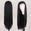 Natuurlijke zijdeachtige rechte synthetische voorkant Lange Volledige pruiken Hoge temperatuur Vezels 10% Haren Hair Lace Wig Fashion Black Women