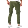 Men's Pants Skinny Solid Sweatpants Men Casual Cargo Workwear Large Pocket Tactical Ankle-Length Trousers Male M-3XL YB-A659