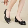 Casual Shoes Women Low Heel Genuine Leather Shallow Pointed Toe Comfort Mother Pumps Thick Heels Ladies Work Small