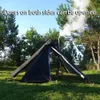 Camping Teepee Tält med skorstenfönster utomhus ultralight tipi pyramid dubbel lager bushcraft 1 person tält 240416