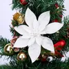 Fleurs décoratives 10pcs de Noël Poinsettia paillette artificielle de fleur artificielle arbre de Noël suspension de la fête de la fête de la fête 2024 NAVIDAD HOME