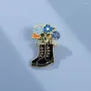 Broches vieilles chaussures fleures pot émail broche jardinage jardin contenant chaussures en pot bottes fleurs bijoux bijoux