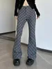 Pantalon féminin style américain en rafale sexy rétro à plaid couloir couleur haute taille pantalon décontracté hong kong tout apparition