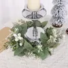 Fleurs décoratives 25 cm Bougie de Noël artificielle Garland Ring Simuler Green Wreath Wedding Party Christams Home Table décor Fausse plante