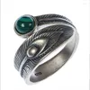 Кластерные кольца изысканные ретро -пертех -богемные стиль Открытие регулируемые бирюзы