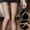 Seksi Çoraplar Kadınlar Sıkı Külotlu Köpek Yazı Sokan Çorap Gece Kulübü Miss Socks Bling Hosiery Meias kollant femme seksi rhinestone fishnet çorapları 240416