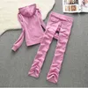 Juicy Coconut Color Color Velvet Casual Tracksuit Suit 2024 Spring / Automne Women's JC New Sweatshirt and Straight Pant Pantal