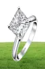 AINUOSHI 925 STERLING PRATA 3 CARATAS PRINCESS CUTO CUTO ENVOLVIMENTO PARA MULHERES SONA SOMULADO ANELENTE DE SOLITAIRE DE DIAMAÇÃO Y118219811