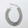 2022 Collar de colgante de encanto de alta calidad con seis capas Diseño de gargantillas en color platino platino plateado para mujeres Boda Joyería Gift269a