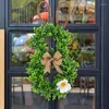 Party Decoration Easter Wreath Natural Rattan White Flowers DIY Door Garlands For Spring Front Decor