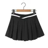 Jupes yenkye 2024 y2k Cool Girl vintage élastique haute taille plissée mini jupe femme noire gris sport