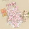 Romances ouve Baby Girls Meninas Flores Rabbit Prinha sem mangas Bobbles Tassel Bodysuits Summer Roupos de páscoa de páscoa L410