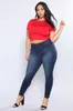 Kvinnors jeans 2024 Hög midja elastiska kvinnor smala lång fet mamma sexiga denim byxor damer push up penna