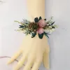 Flores decorativas Partido de flor seca Prom casamento Boutonniere Men Broruoch Tridal Wrist Corsage Girl Bracelet noivo