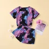18 jaar Baby Little Girls Tie kleurstofkleding Zomer T -shirt en shorts Set met zijzakken Kinderkleding Outfits voor Toddler 240327