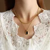 Niche Instagram Personalized Acrylic Layered Necklace with Titanium Steel Gold Plated Double Layer Collar Chain Stainless Steel Jewelry