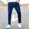 Heren jeans heren slanke fit kwaliteit grijs casual mannelijke broek magere mannen hiphop streetwear 98% katoenen denim broek