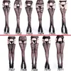 Chaussettes sexy collants sexy femmes féminin collants de poisson noir dame cote à hauteur jacquard bassages transparents printemps tt30 240416