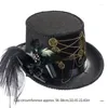 Berets steampunk flat top kapelusz z łańcuchem łańcucha pieczeni halloween magicy