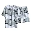 Suissiles de survêtement masculins Men de vêtements actifs Ensemble de sports de camouflage imprimé avec t-shirt t-shirt t-shirt short de taille