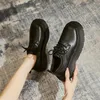 Chaussures décontractées en noir petit cuir japonais Femmes Femmes rétro Sépères