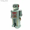 Adult series retro style toy metal tin mobile arm swing alien robot mechanical clock toy digital childrens gift Y240416