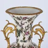 Vasos Decoração de luxo Decoração de flores Centro de peças de mesa Cerâmica de decoração de mesa com design de cobre vintage de cobre