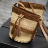 10a Straw Craft Bucket Bag Gold Buckle Bag Evening Bags Designer Womens Man Shoulder Bag Luxurys Handväska Original Lädervaror 688223