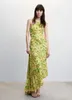 Sukienki swobodne Oneulder Kwiatowy rozciąganie sukienki na jedno ramię plisowane