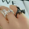 Cluster ringen creatief grappig zwart vliegende draak voor vrouwen man verstelbaar dier open luxe paar rock party sieraden cadeau